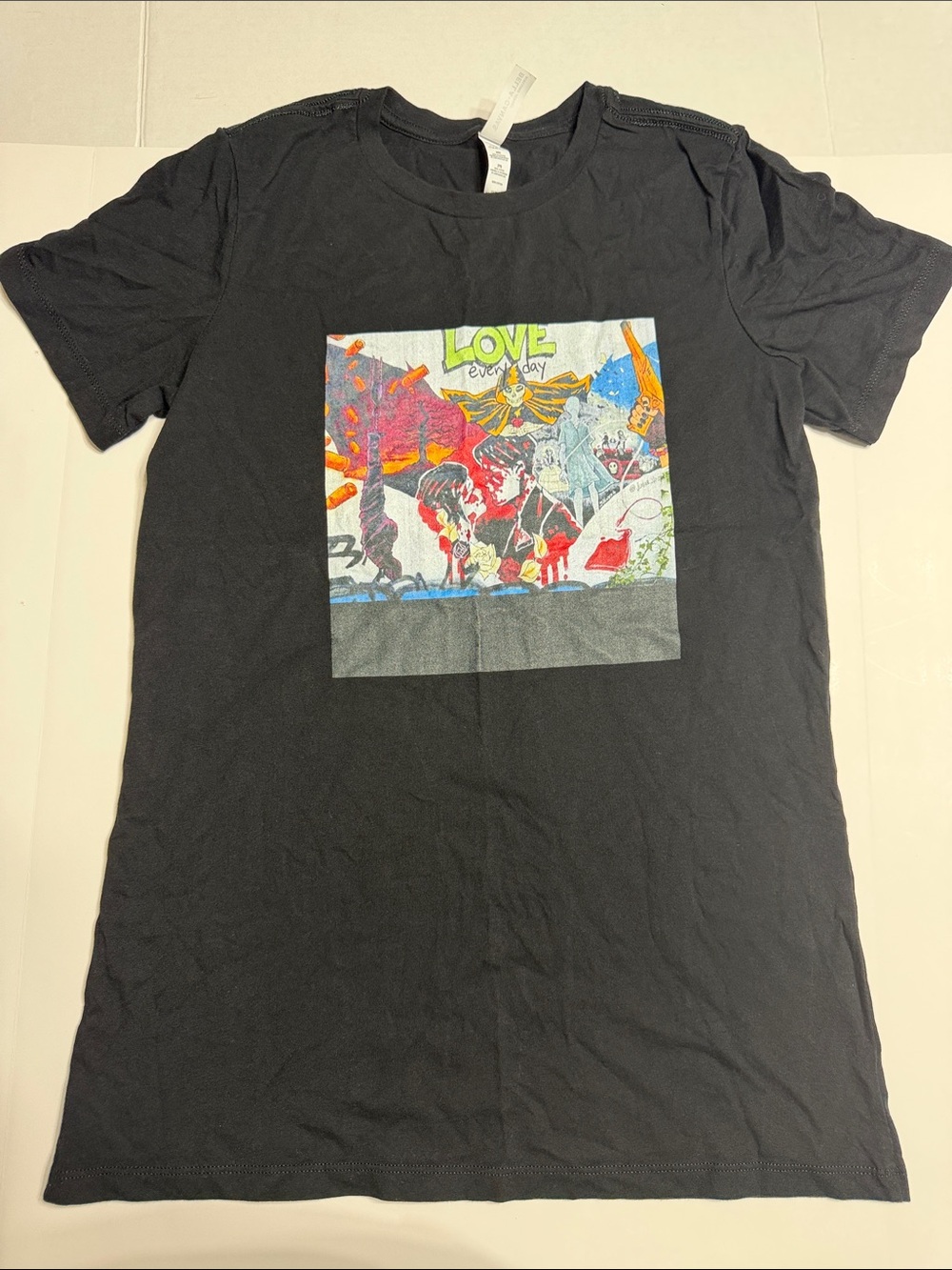 Bella Canvas Black Short-Sleeve Tee with Colorful 'Love Everyday' Graphic